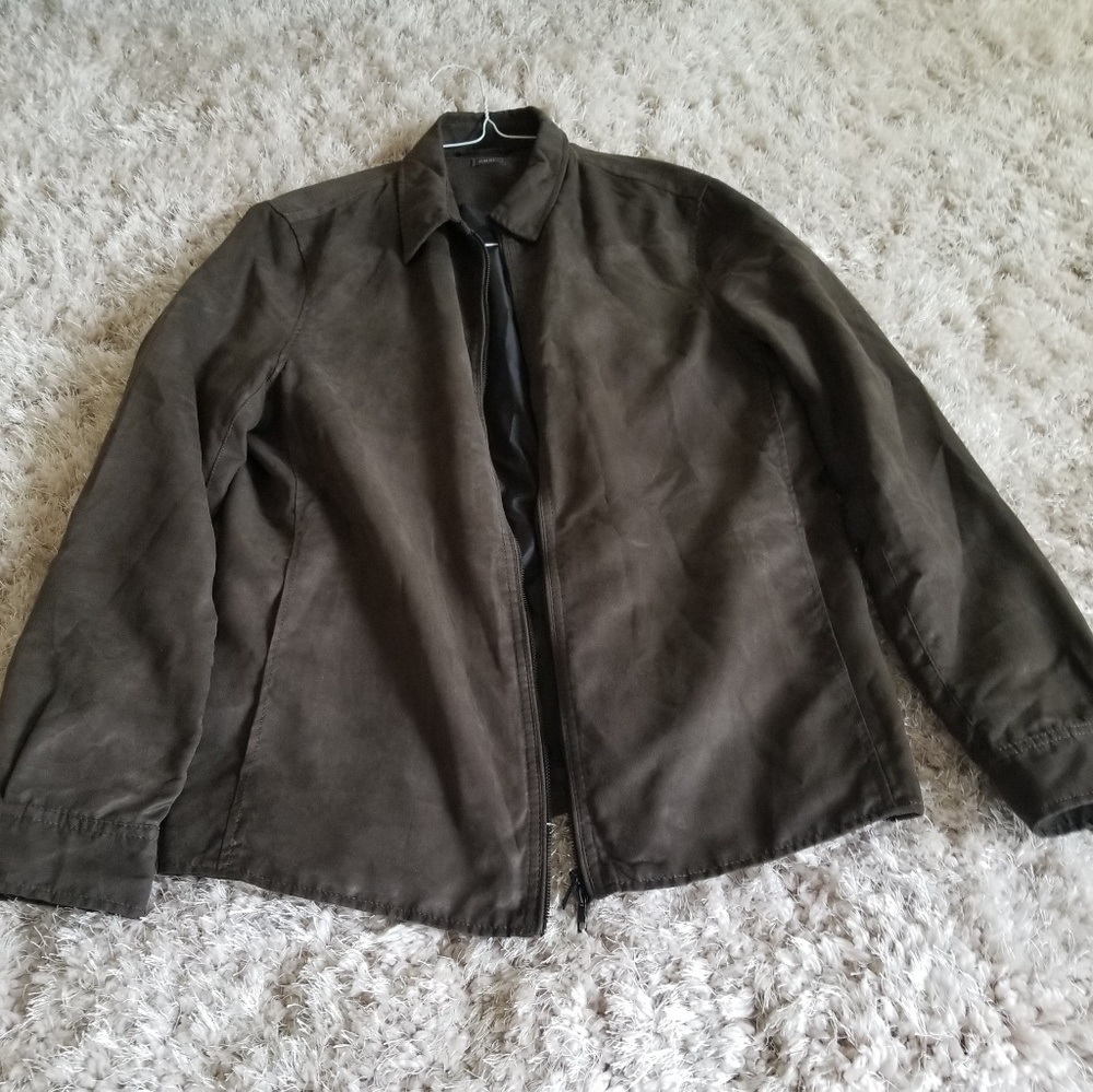 Mens olive Zara faux suede over shirt size l